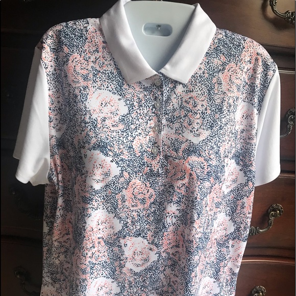 Callaway Tops - CALLAWAY WOMENS GOLF POLO SIZE L WHITE/NAVY/CORAL